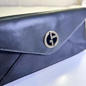 Giorgio Armani Beauty Black Satin Envelope Clutch Cosmetic Pouch